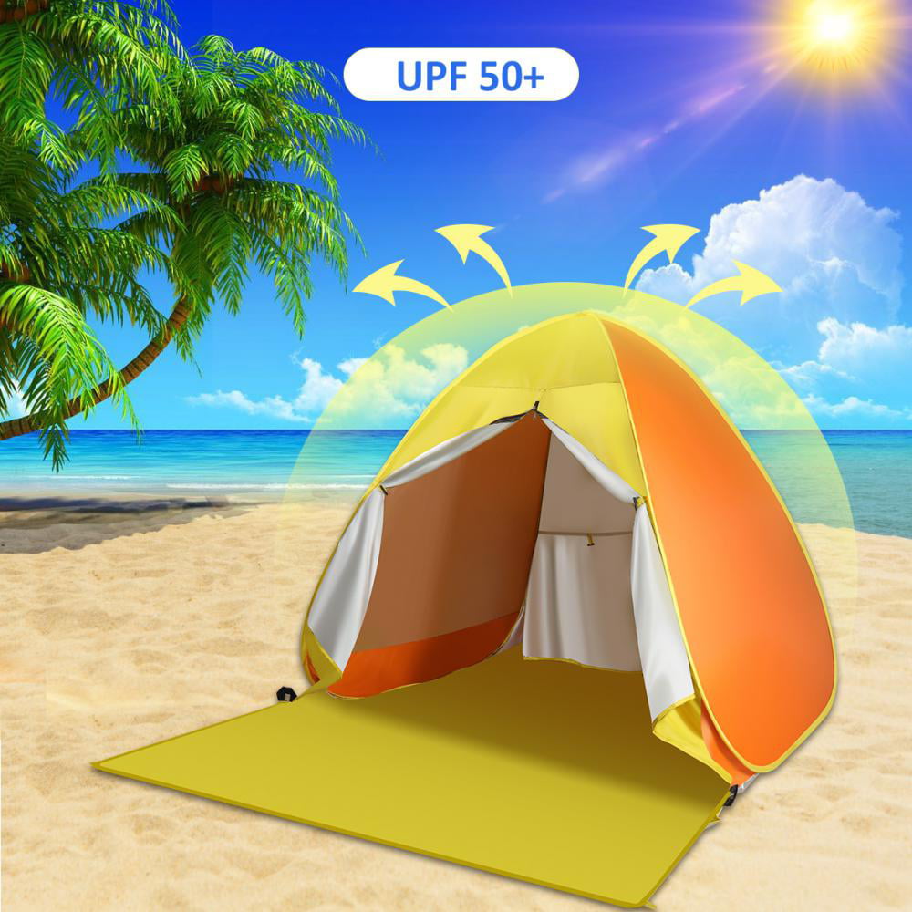 Fbsport Pop UP Beach Tent， Mini Portable Tent with Curtian， Arch Camping Tent Sun Shelter with Carry Bag，UV Protection for 1-2 Person