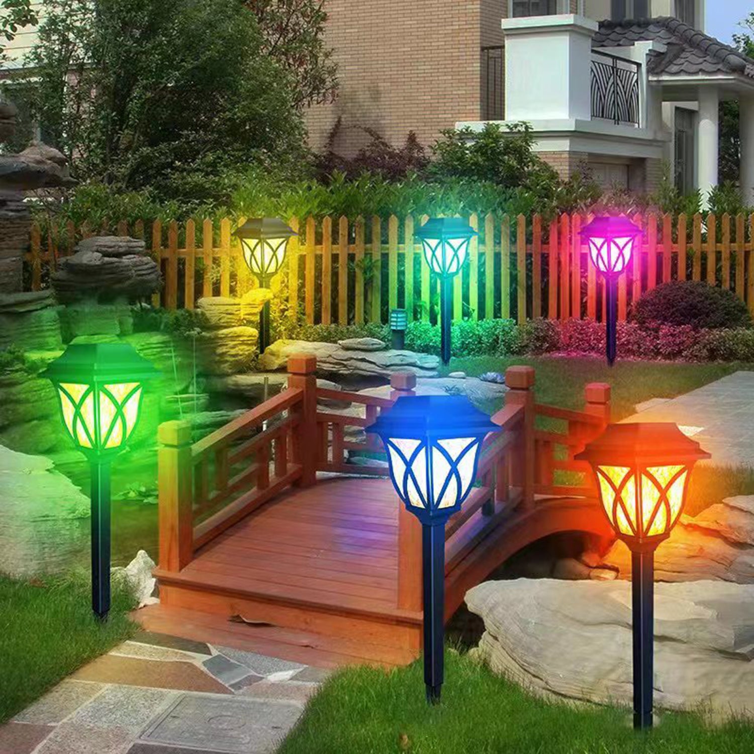 SOWAZ Solar RGB Color Changing Pathway Garden Lawn Patio Lights - Pack of 6