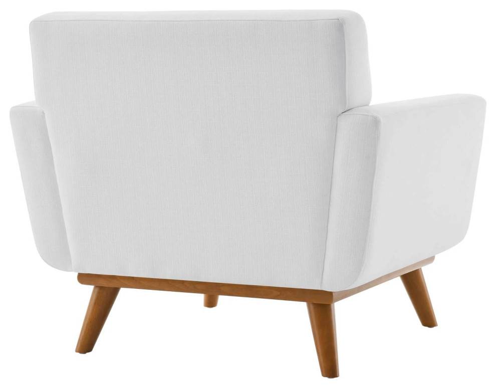 Maeve White Upholstered Fabric Armchair   Midcentury   Armchairs And Accent Chairs   by Virgil Stanis Design  Houzz