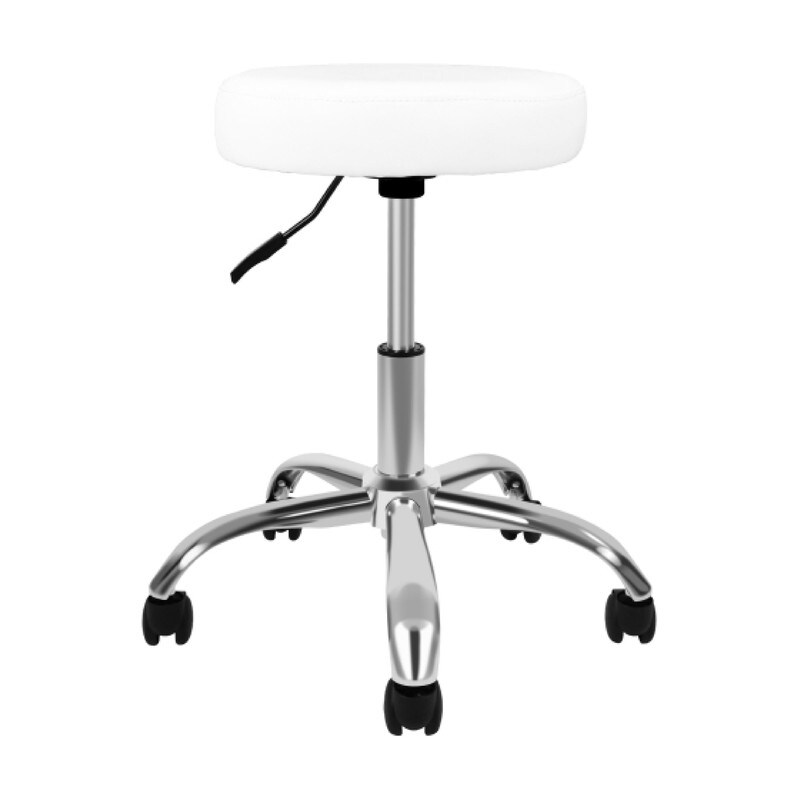 Extra Comfortable adjustable stool White chair wheels Metal rolling shop stools