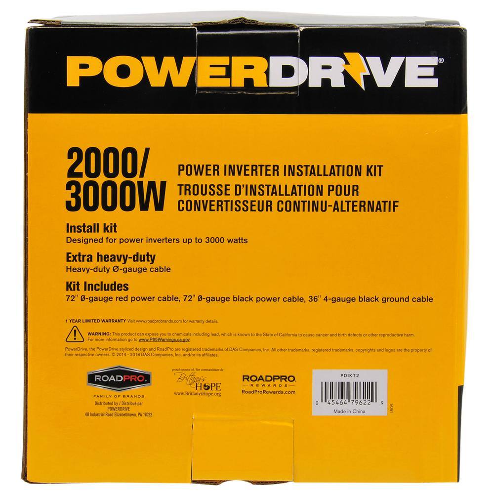 PowerDrive 2000-Watt3000-Watt Power Inverter Installation Kit PDIKT2