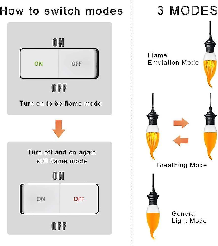 4 Pack 3w E14 Led Light Bulb Flame Effect Light Bulb With 3 Lighting Modes Decorative Light Bulb