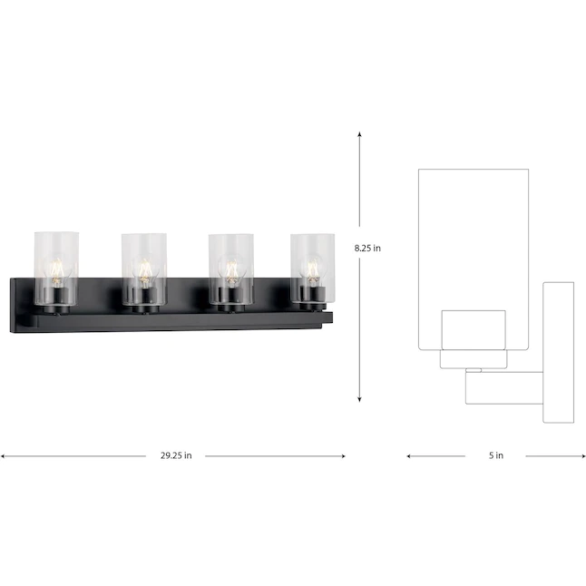 Progress Lighting Goodwin 29.25-in 4-Light Matte Black Modern/Contemporary Vanity Light (P300389-31M)