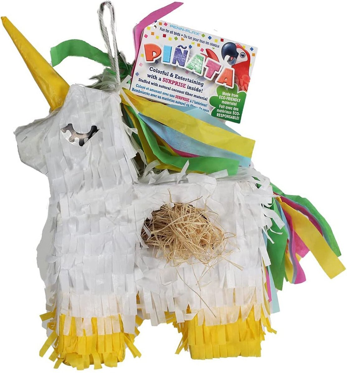 Bird Life Bird Unicorn Pinata with Natural Nesting Material