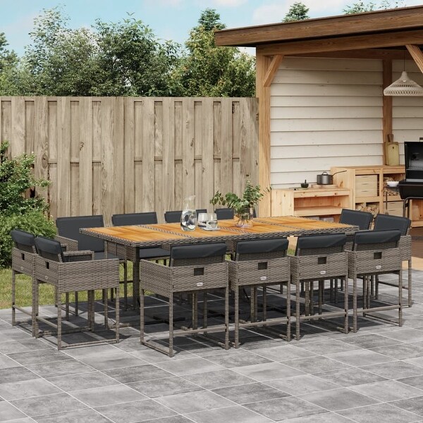 vidaX Patio Dining Set with Cushions Poly Rattan