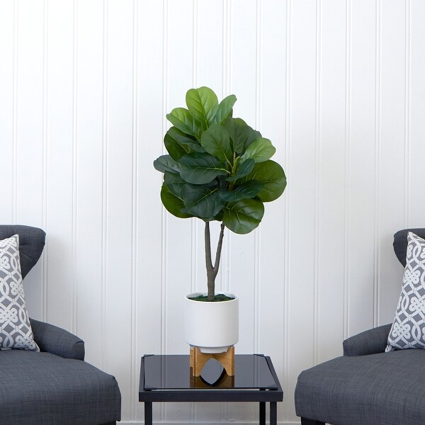 33 Artificial Fiddle Fig with Stand Planter