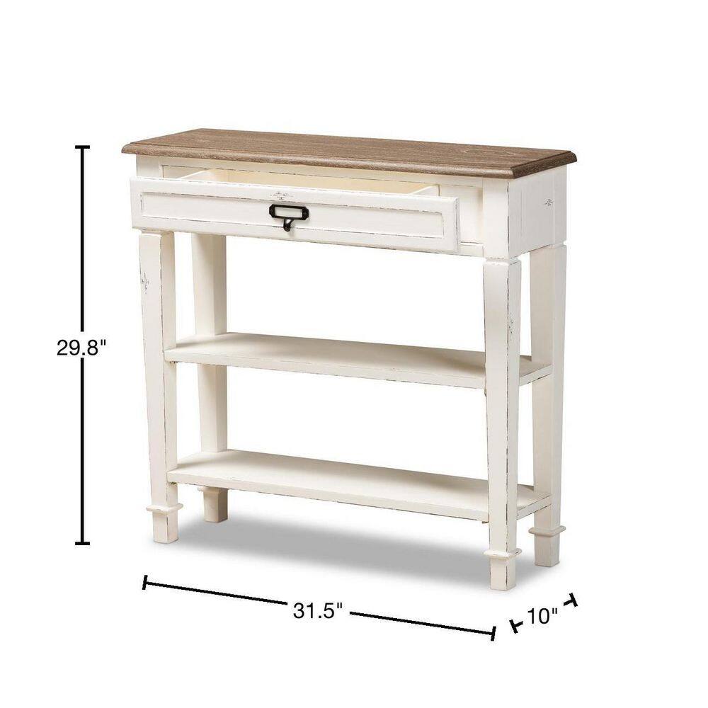 Baxton Studio Dauphine 32 in. White Rectangle Wood Console Table with Drawers 28862-6028-HD