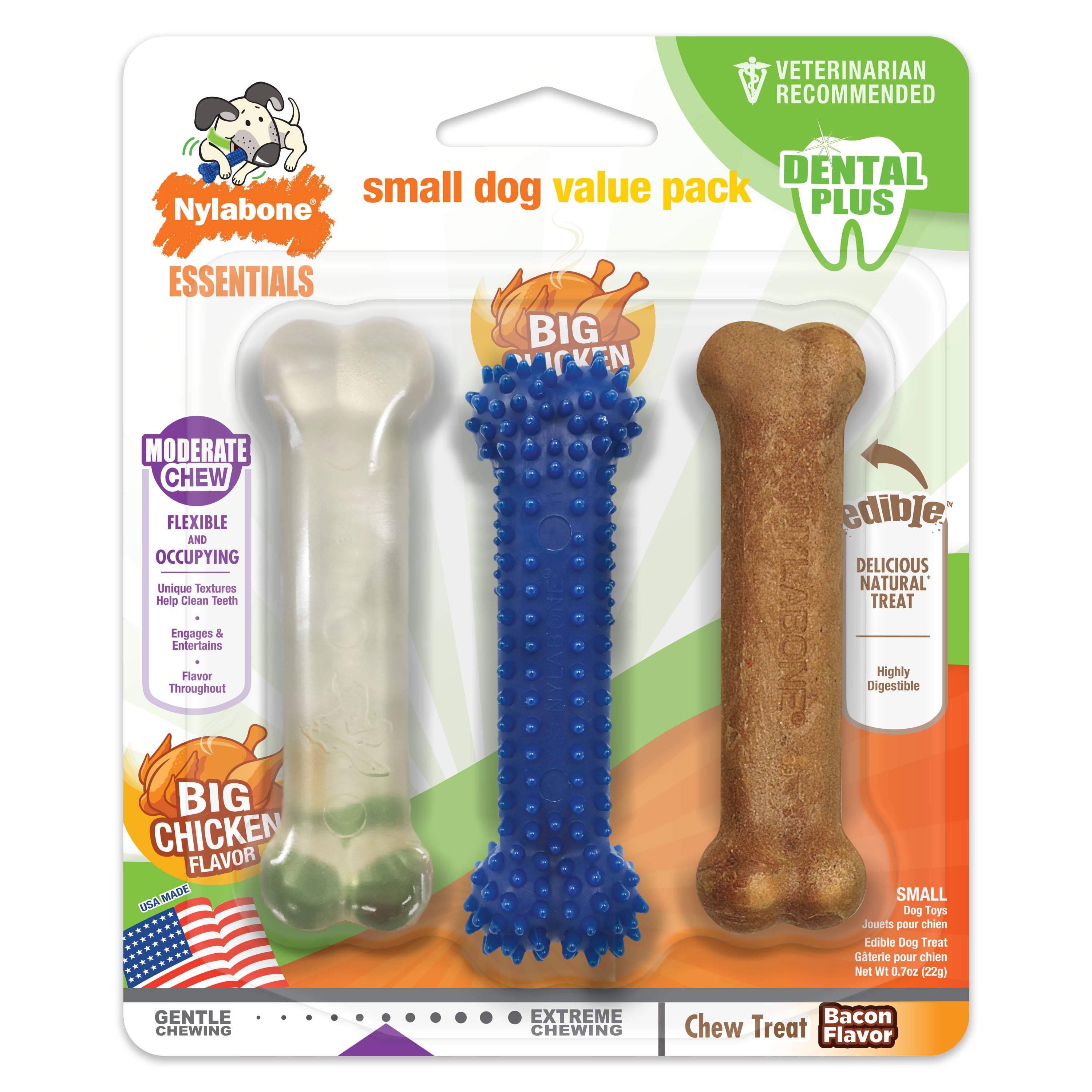 Nylabone Small Dog Value Pack 3 Count - Up to 15 lbs.