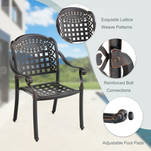 Tangkula 2 Pieces Cast Aluminum Patio Chair Bistro Dining Chair Outdoor Cast Aluminum Chair