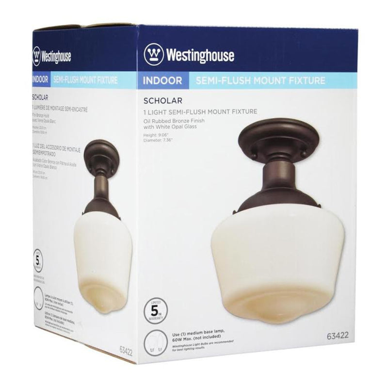 1LT SEMIFLUSH ORB WH GL