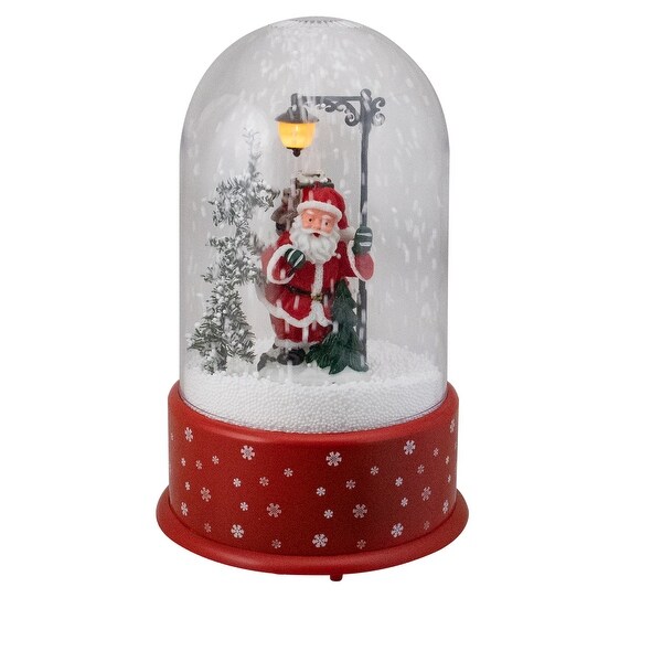 11.75 Lighted Santa with Street Light Snowing Christmas Globe