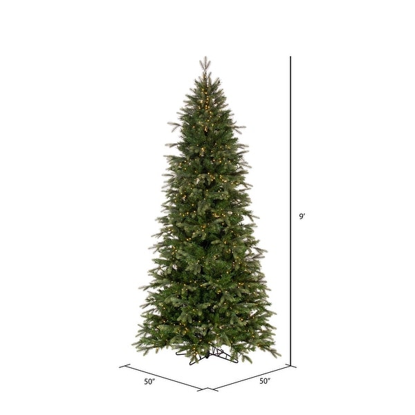 Vickerman 9' x 50 Douglas Fir Fir Artificial Slim PreLit Christmas Tree，DuraLit® Warm White LED Mini Lights.