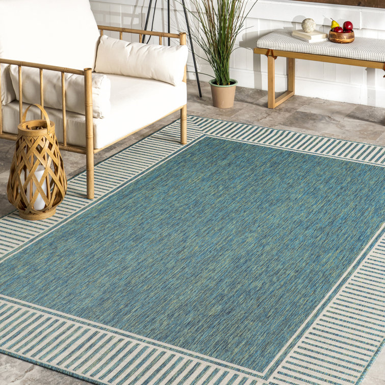 Arba Machine Woven / Power Loomed Navy Blue Indoor/Outdoor Patio Rug