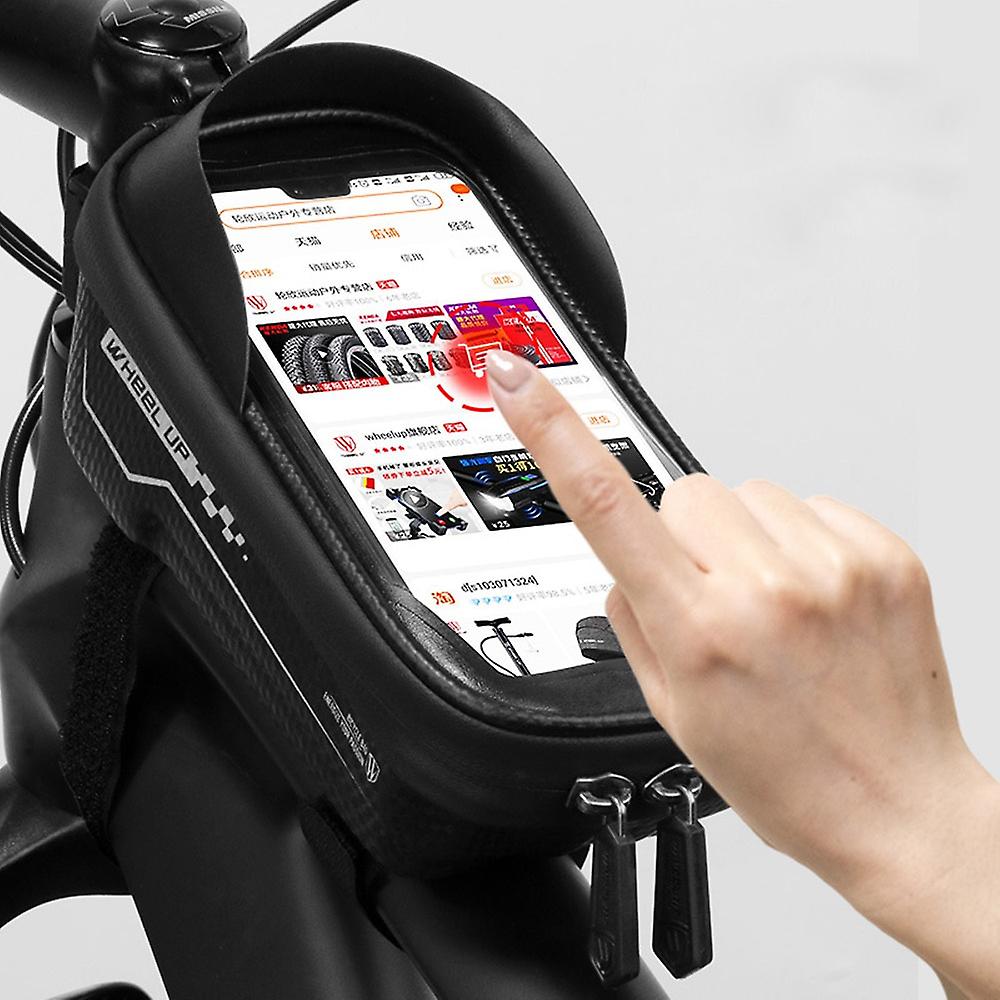 7 Inch 1.5 L Bike Phone Mount Front Frame Bag Waterproof Bicycle Top Tube Handlebar Bags With Reflective Anti-glare Suitable For Mobile Phone