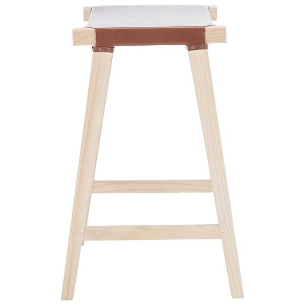 SAFAVIEH Aariz 30-inch Leather Rectangle Bar Stool - 18.5