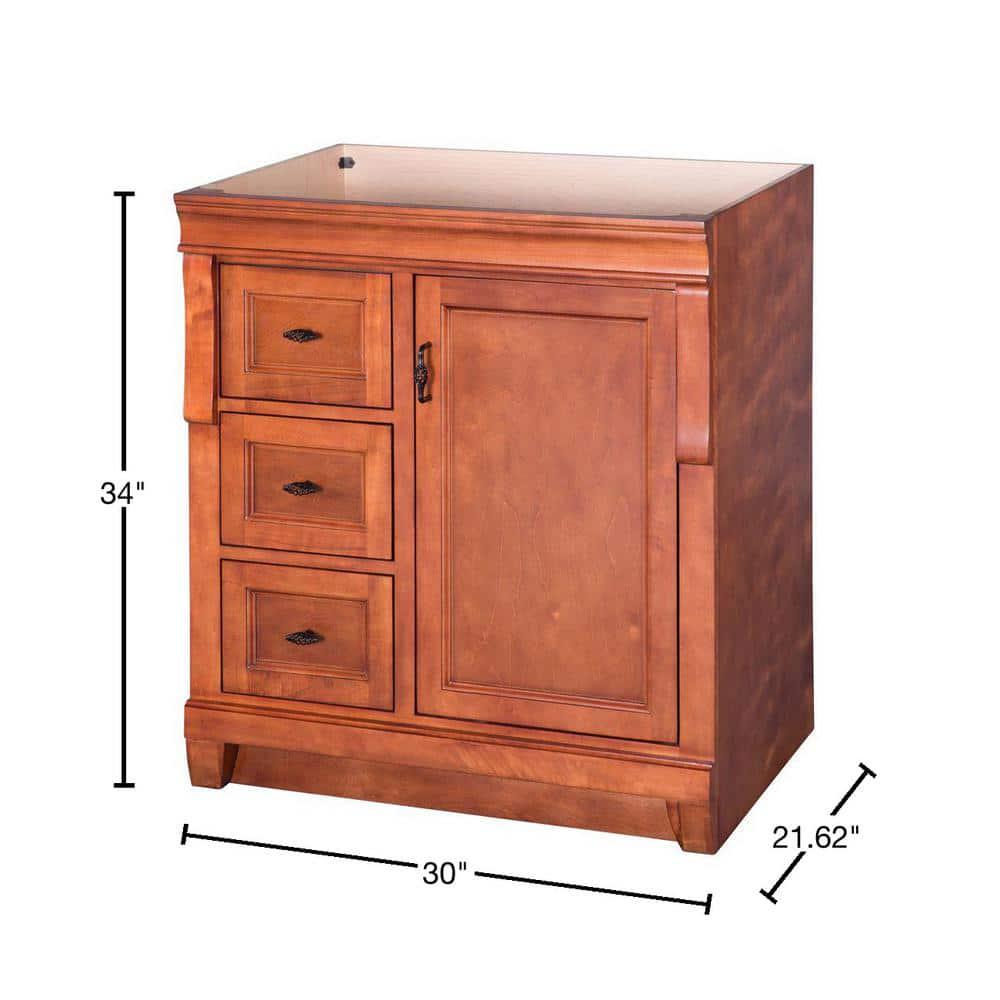 Home Decorators Collection Naples 30 in W 2163 in D Vanity Cabinet Only in Warm Cinnamon with Left Hand Drawers