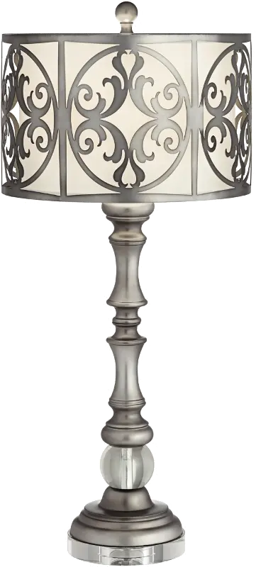 Traditional Gun Metal and Crystal Table Lamp - Vernon