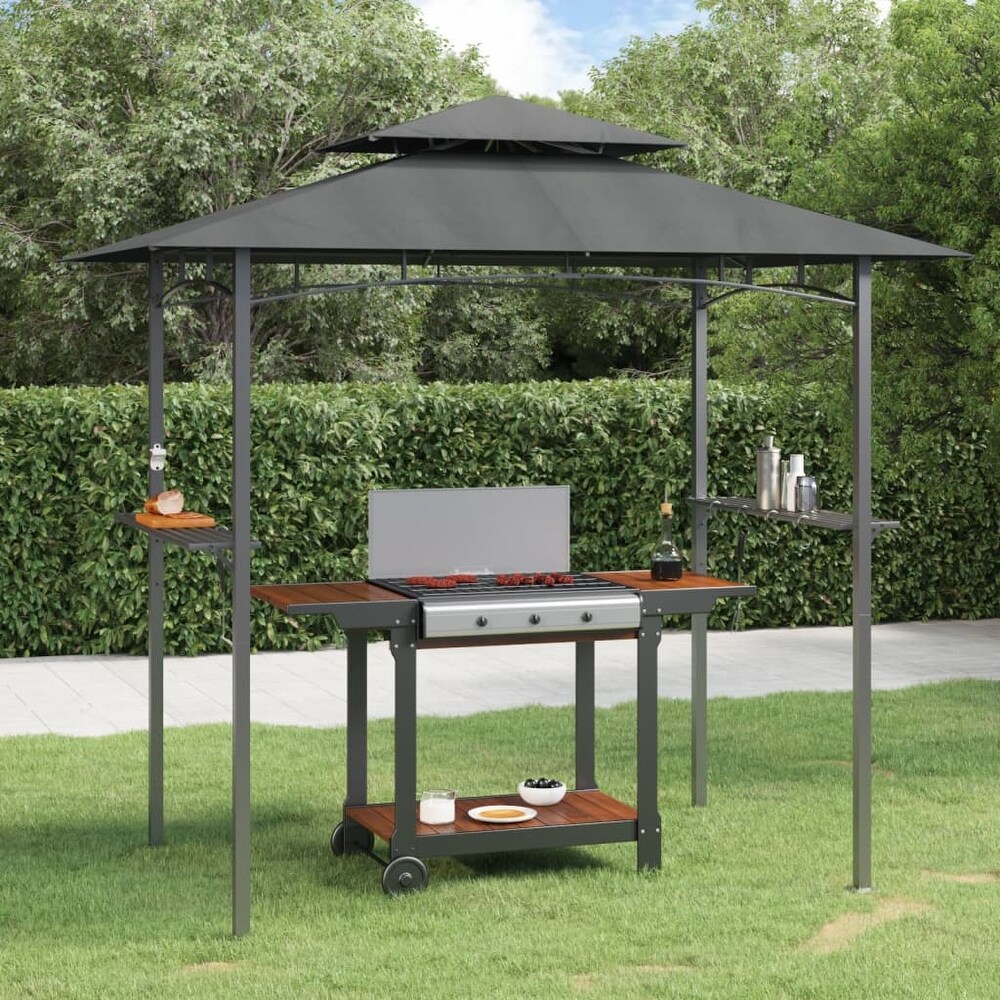 vidaXL BBQ Gazebo with Side Shelves Anthracite 94.5\