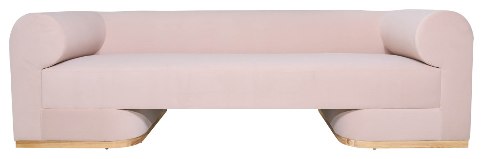 Modern Sofa   Oak Wood Base  Blush   Contemporary   Sofas   by Sagebrook Home  Houzz