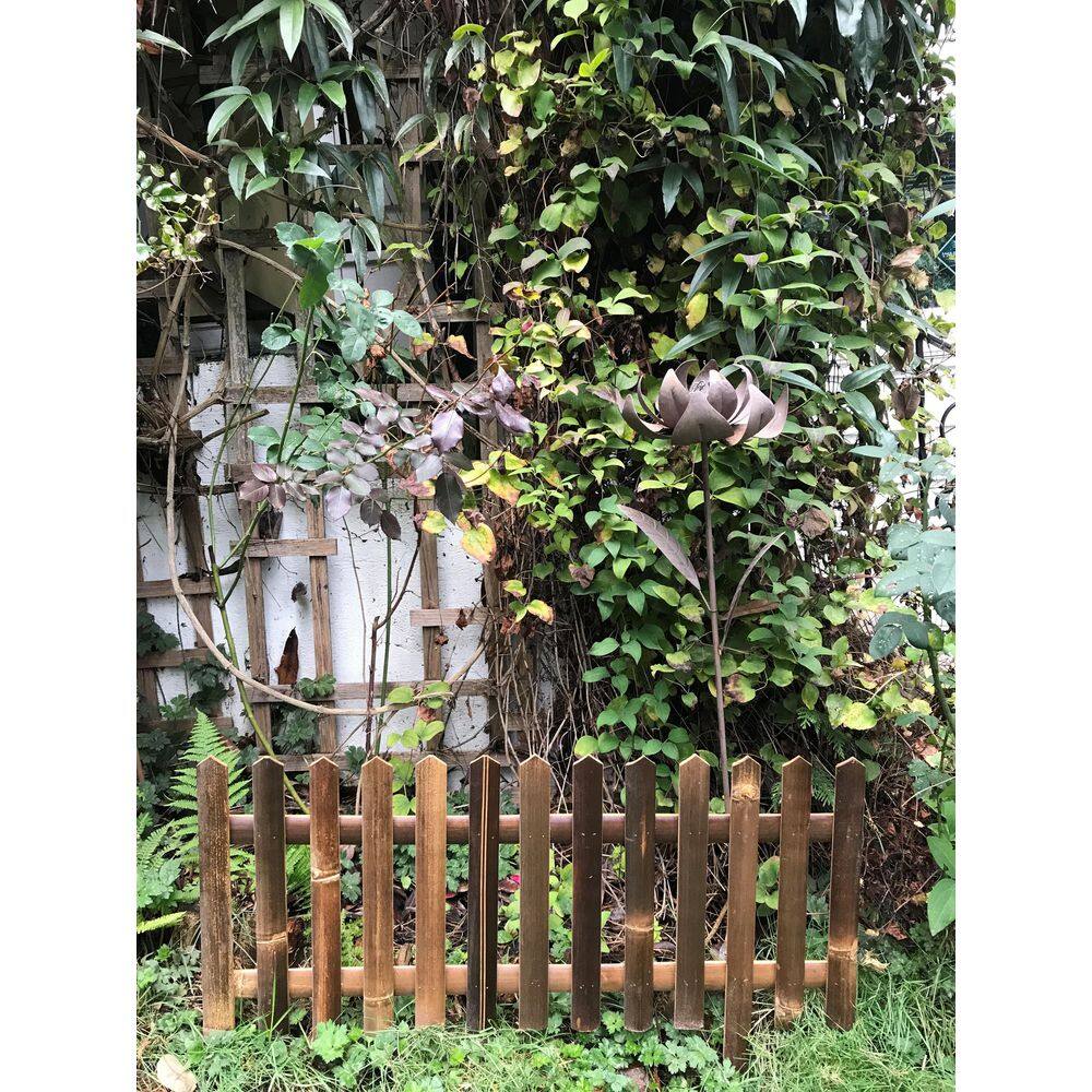 MGP 16 in. H Black Bamboo Picket Garden Fence BPB-16B