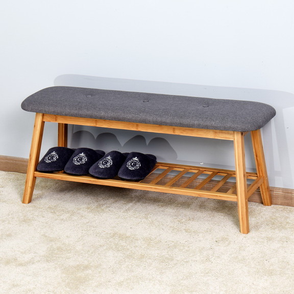 Living Room Bamboo Bench Entryway Shoe Rack 39.3 x...