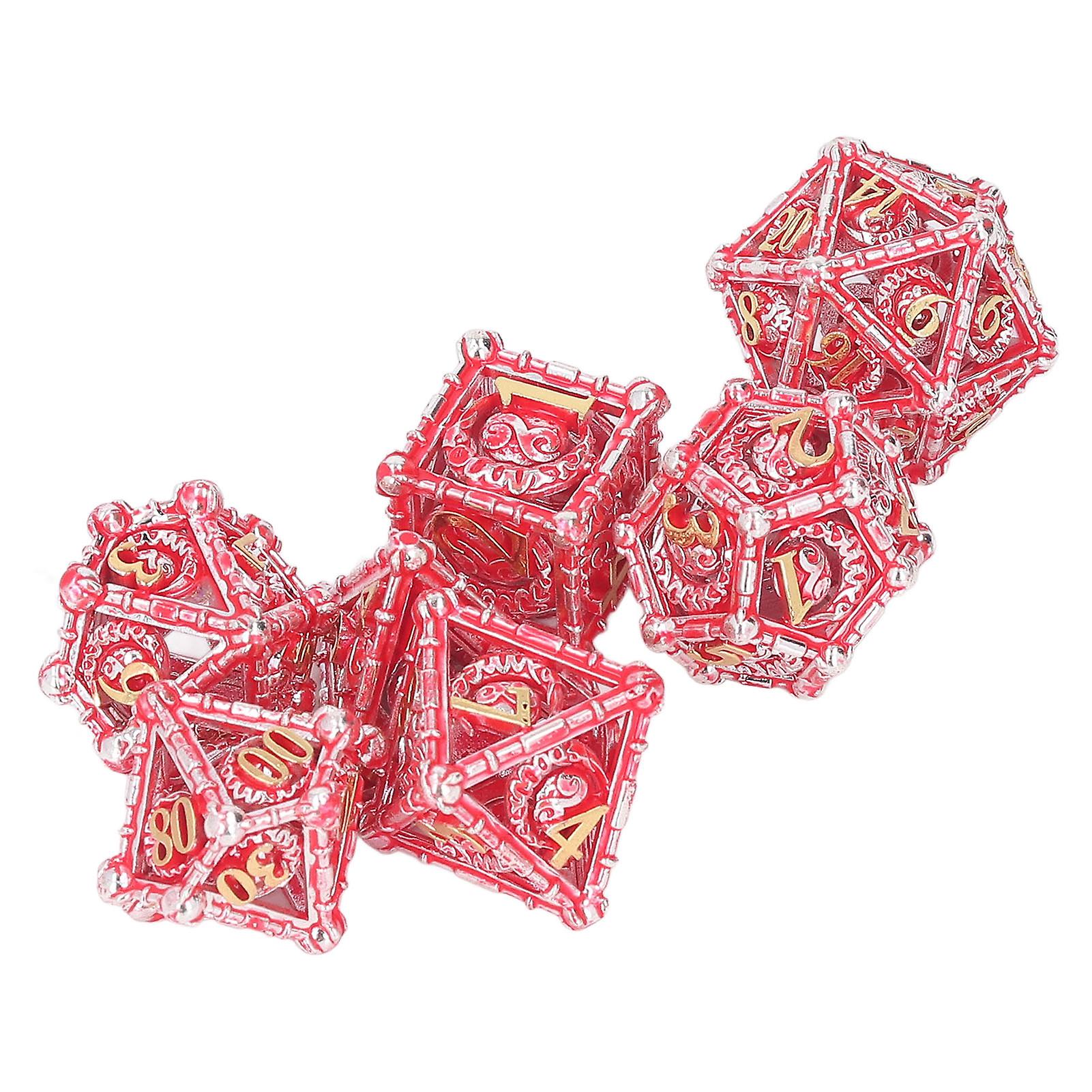 7PCS Polyhedral Metal Dice Carving Craft Polyhedral Strong nce Portable for Party