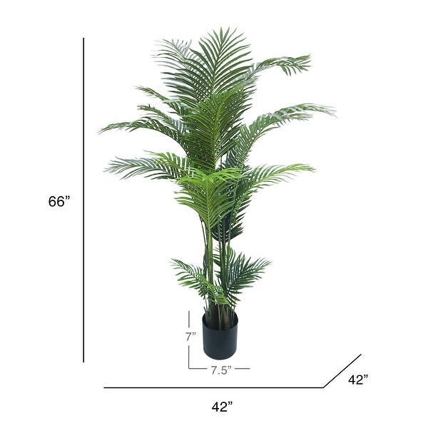 5.5ft Deluxe Real Touch Artificial Areca Palm Tree Tropical Plant in Black Pot