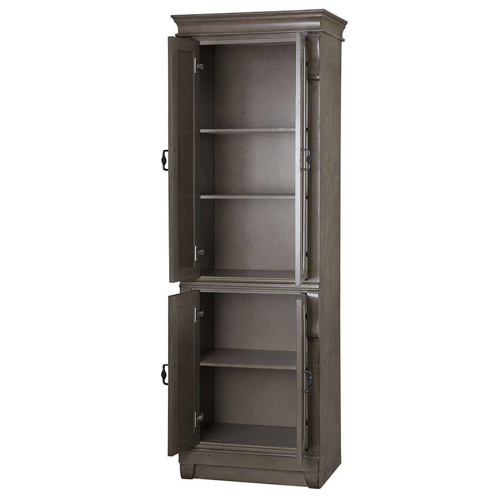 Home Decorators Collection Naples 24 in. W x 74 in. H x 17 in. D Bathroom Linen Cabinet in Distressed Grey NADGL2474