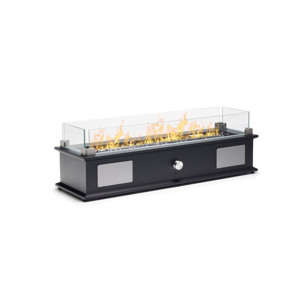 UKIAH Loom I 28 in. x 9 in. Tabletop Propane Gas Black Audio Fire Pit with Patented 2.0 Sound System TK-1003-L