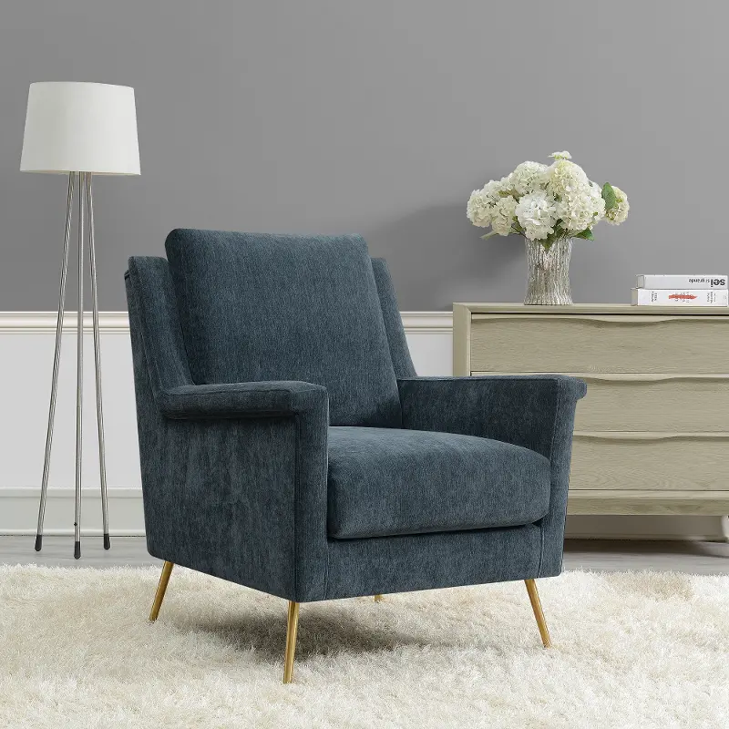 Cambridge Mid Century Modern Slate Blue Accent Chair