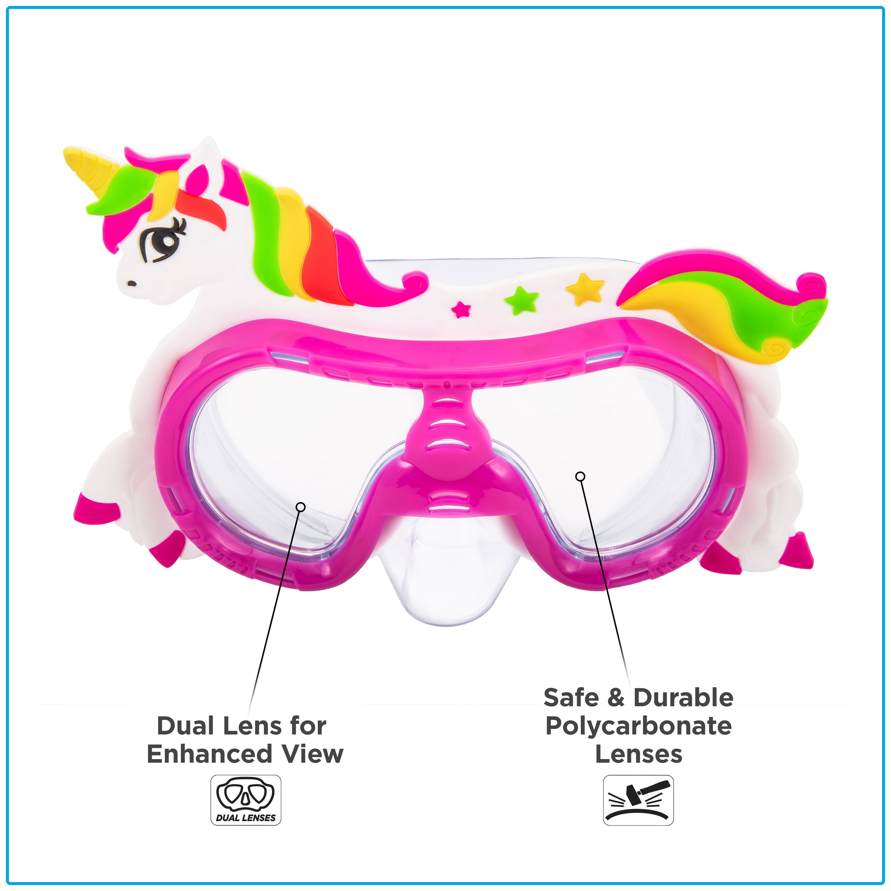 Eye Pop Pink Kids Swim Goggles, Ages 4 Years and Up, Unicorn Character