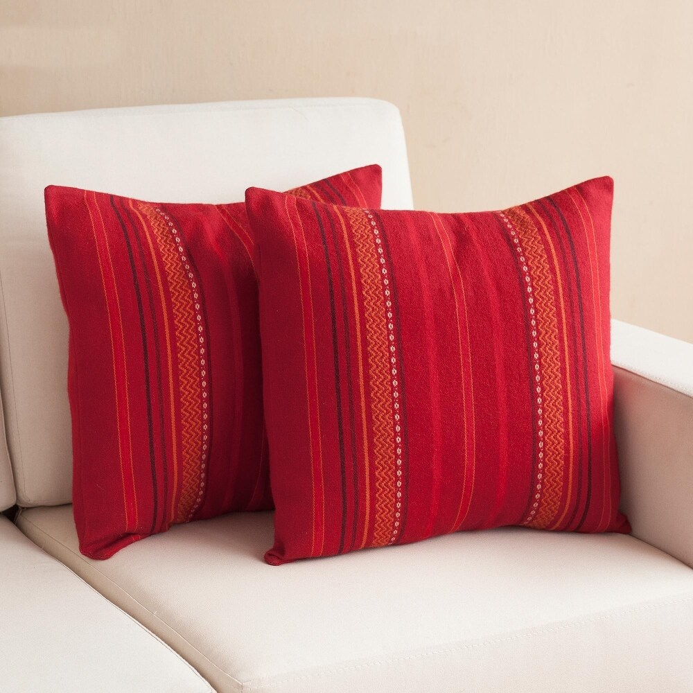 Novica Handmade Striped Style Cushion Covers (Pair)