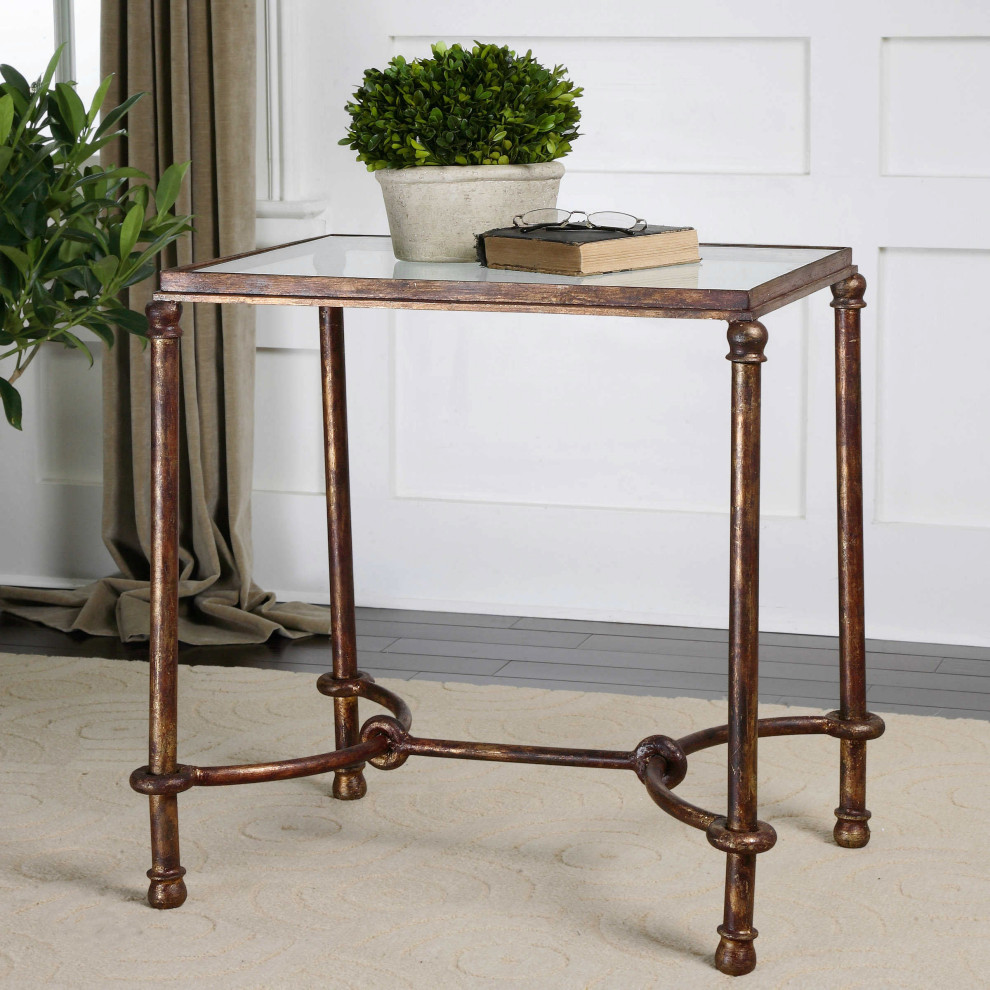 Uttermost Warring Iron End Table   Traditional   Side Tables And End Tables   by Hudson Home Decor  Houzz