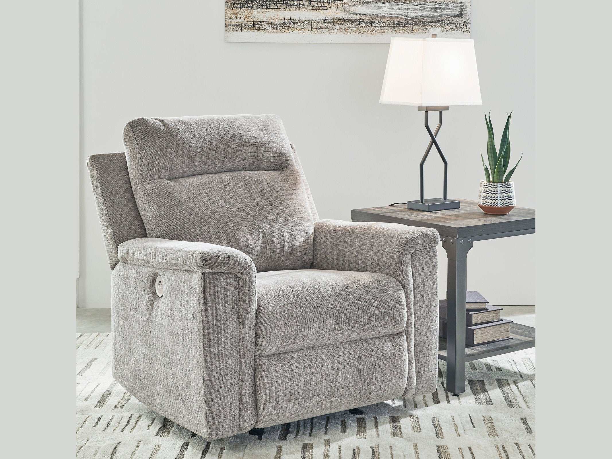 (Online Special Price) Barnsana Ash Micro Chenille Power Recliner