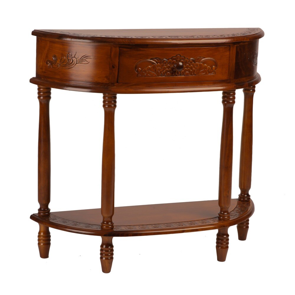 Windsor Carved Wood Half moon Hall Table