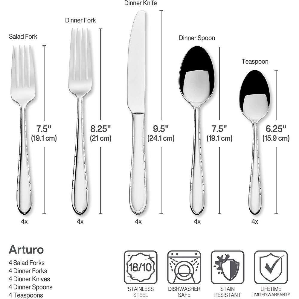 20 Piece Stainless Steel Flatware Set  Service For 4