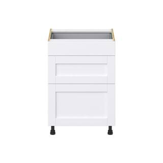 J COLLECTION Mancos Glacier White Shaker Assembled Base Kitchen Cabinet with 3 Drawers (24 in. W x 34.5 in. H x 24 in. D) DSB3D24-MN