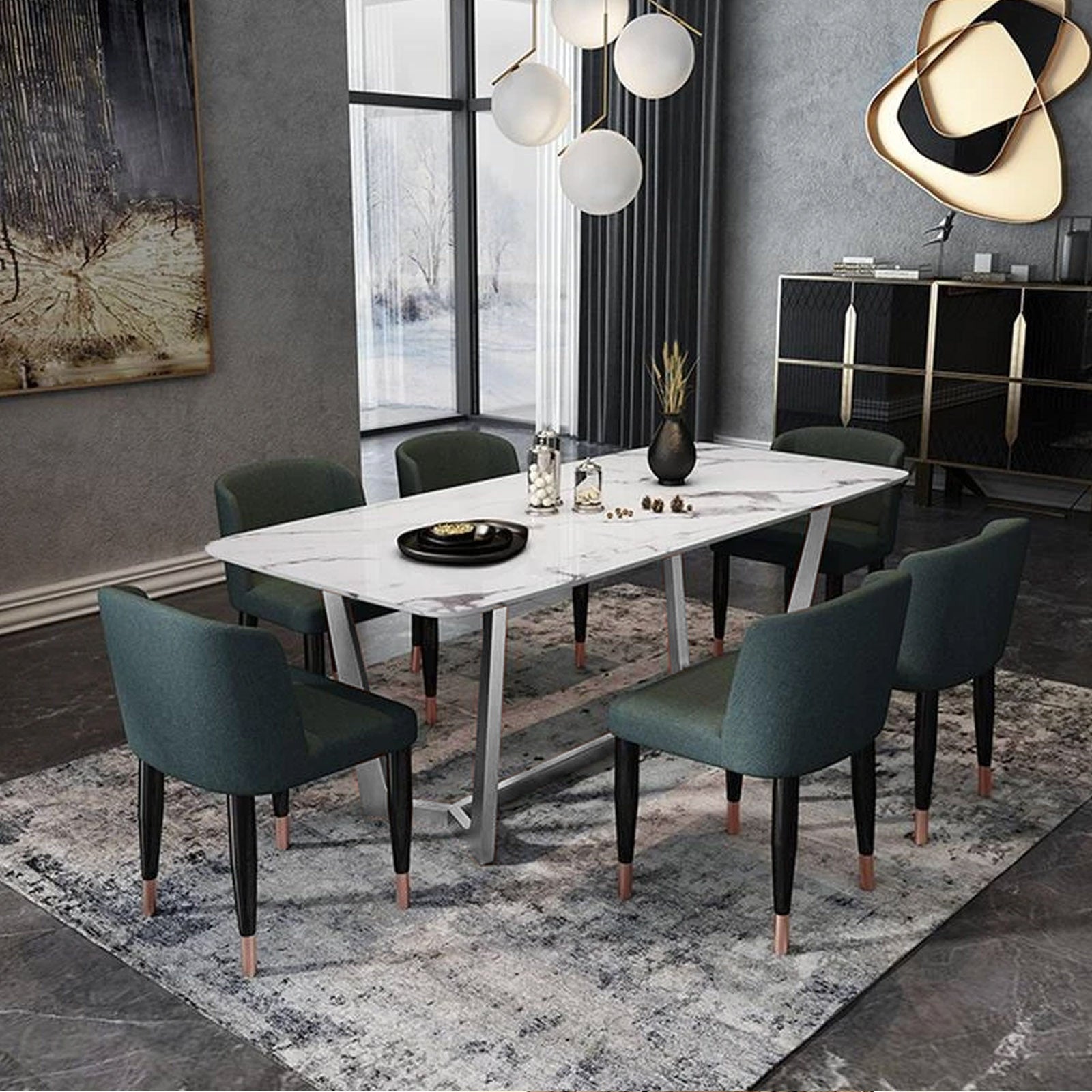 Venice Faux Marble Dining Table Tg-282-Ch