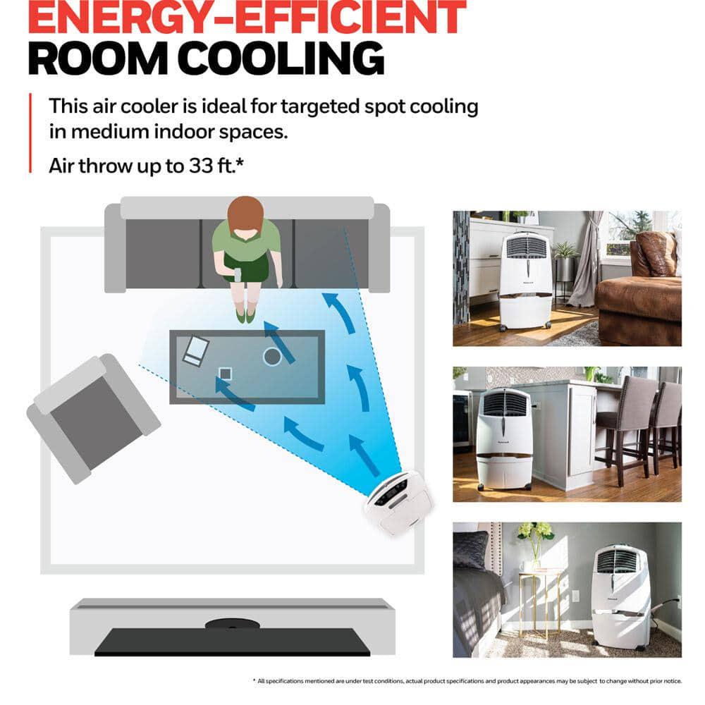 Honeywell 525 CFM 3Speed Indoor Portable Evaporative Air Cooler with Remote Control for 320 sq ft in White