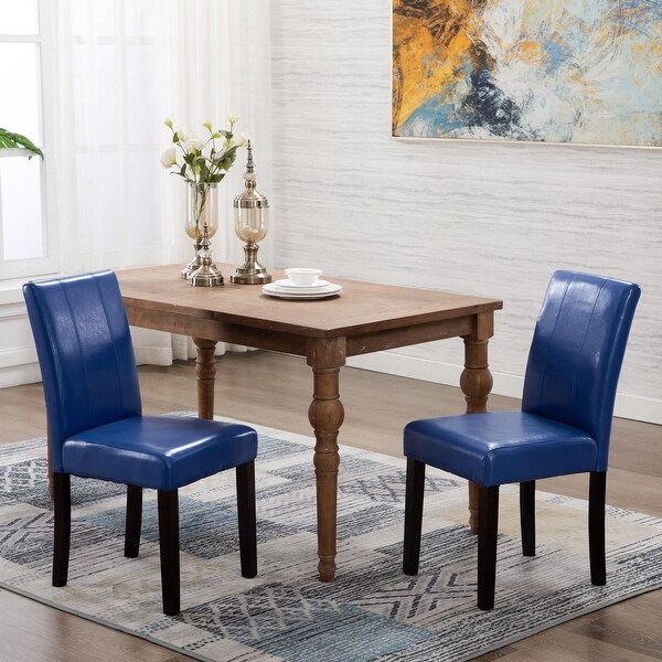 Leatherette Dining Chairs Solid Wood Set of 2