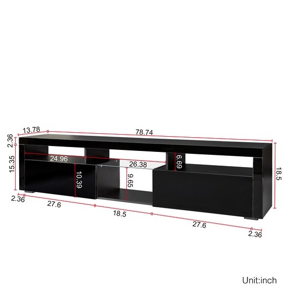 78''L Modern FloatingandFloor Dual-Use TV Stand Cabinet with 2 Storage CabinetandOpen Shelf for Living Room Bedroom， Max 70 inch