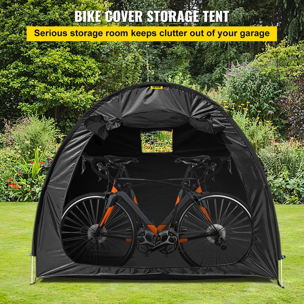 VEVOR Bike Cover 420D Oxford Bike Storage Cover with Carry Bag and Pegs Anti-Dust Bicycle Storage Shed for 2 Bikes Black ZXCCFPHSWBDDW1D6TV0