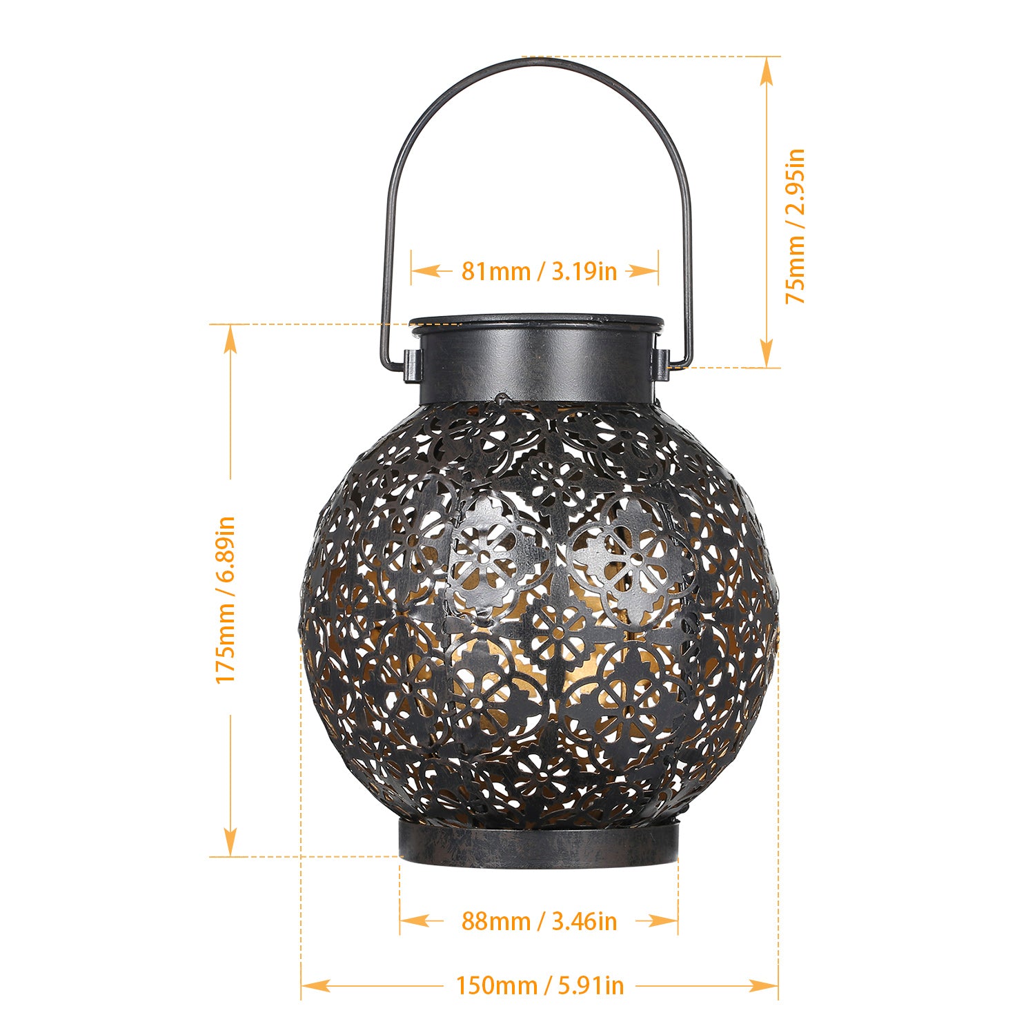 Tomshine Solar Large Lantern Outdoor Hanging Lights Metal Decorative Garden Lights Waterproof Table Lamp for Patio， Courtyard， Party Decorations 2pcs