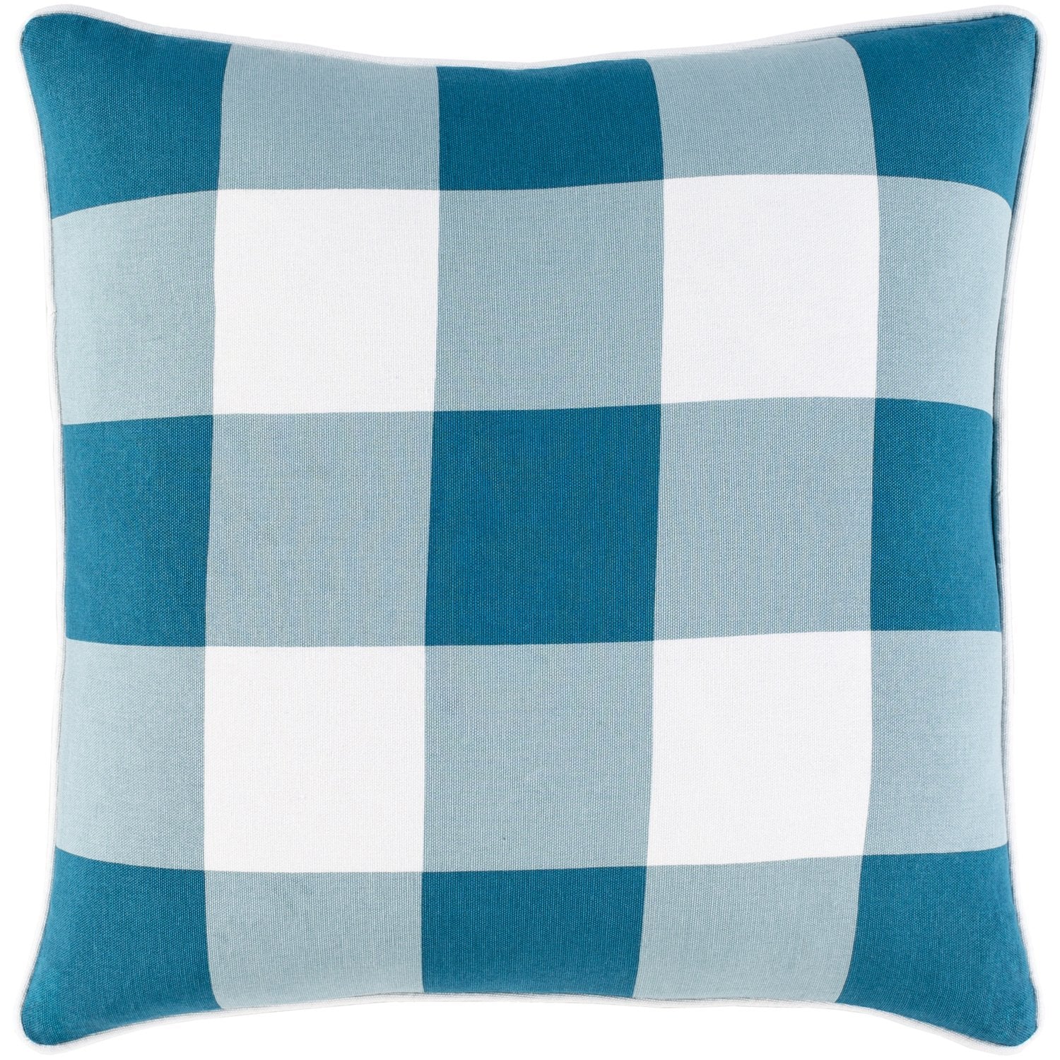 Buffalo Plaid Woven Square Pillow Aqua, White