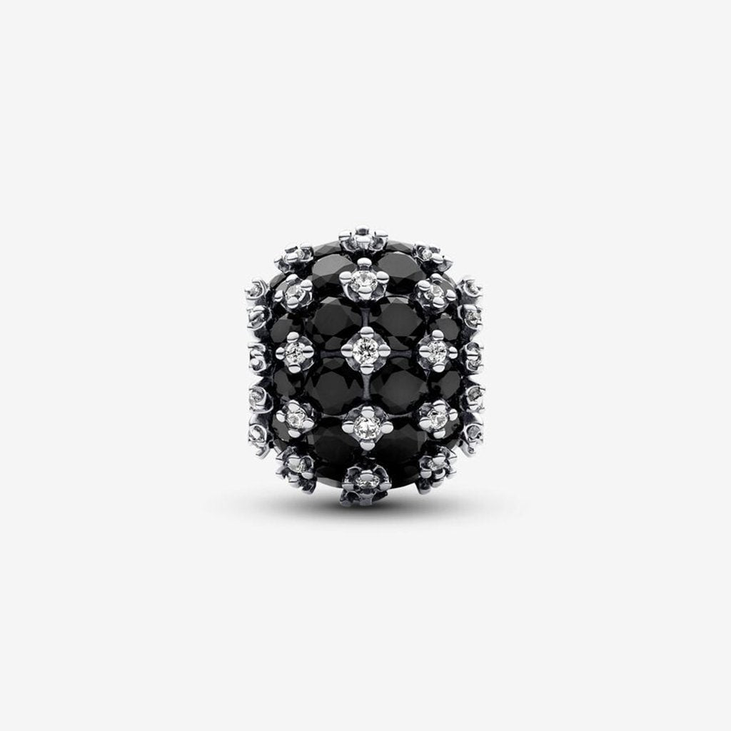 PANDORA  Sparkling Pavé Round Black Charm - Sterling Silver