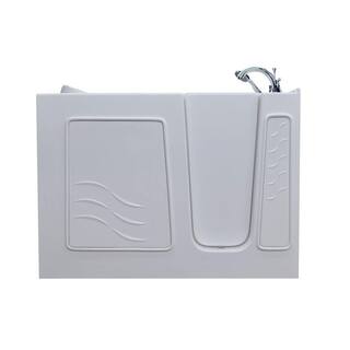 Rampart 4.5 ft. Walk-in Non-Whirlpool Bathtub with Easy Up Adhesive Flat Wall Surround in White H3053RWSCA