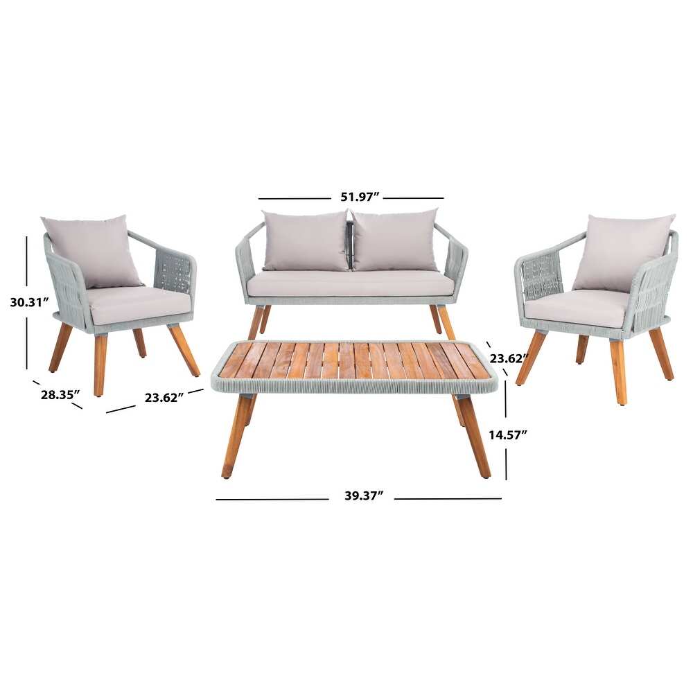 SAFAVIEH Outdoor Raldin Grey Rope 4 Piece Patio Set