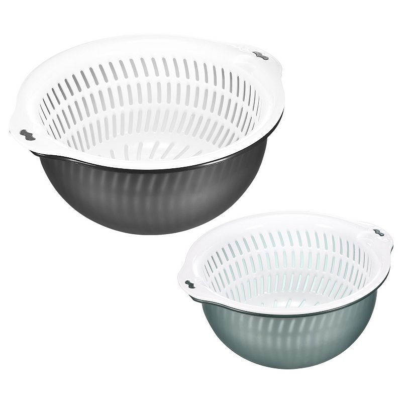 Rice Bowl Drain Basket Mesh Strainer Colander Food Filter Basket 2Pcs， Large and Small