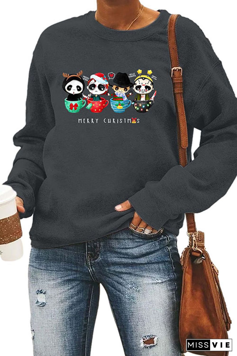 Horror Movie Characters Merry Christmas Classic Crew Sweatshirt Wholesale