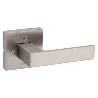 Kwikset Singapore Square Satin Nickel BedBath Door Handle with Microban and Lock 730SAL 15 SQT